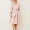 Phase Eight Margot Belted Sleeve Dress, Light Pink/Blush
