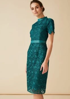 Phase Eight Marietta Guipure Lace Shift Dress, Green