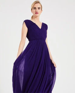 Phase Eight Marion Crinkle Maxi Dress, Violet/Blue