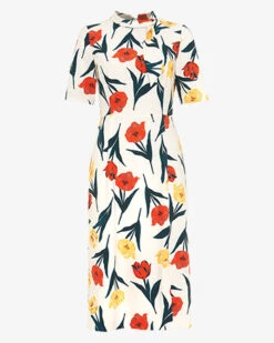 Phase Eight Melinda Floral Printed Dress, White/Multi