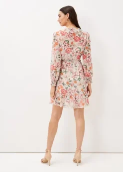 Phase Eight Melinda Printed Wrap Dress, Ivory/Pink/Multi -EleganceWear Store phase eight melinda printed wrap dress ivory pink multi2 e1656311349965