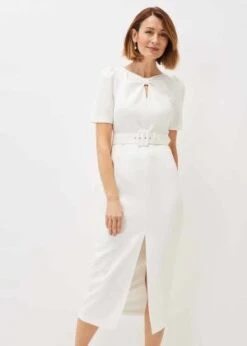 Phase Eight Niccola Fitted Belted Midaxi Dress, Oyster -EleganceWear Store phase eight niccola fitted belted midaxi dress oyster1 e1641980031644