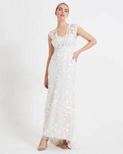 Phase Eight Peony 3D Floral Lace Wedding Dress, Ivory