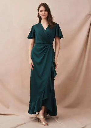 Phase Eight Philippa Frill Maxi Dress, Dark Green 1 Phase Eight Philippa Frill Maxi Dress, Dark Green