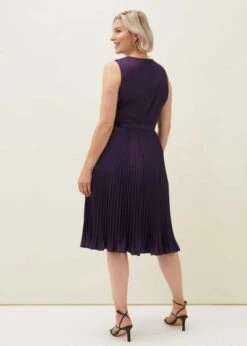 Phase Eight Primrose Pleated V-Neck Dress, Aubergine/Purple -EleganceWear Store phase eight primrose pleated v neck dress aubergine purple1 e1634224709325