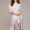 Phase Eight Rachie Floral Print Pleated Midi Dress, Seafoam White/Multi