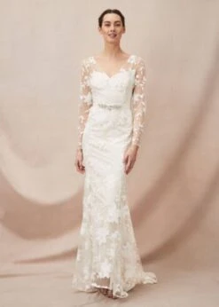 Phase Eight Saffron Lace Sleeve Wedding Dress, Ivory