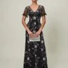 Phase Eight Sierra Sequin Floral Maxi Dress, Black/Silver