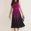Phase Eight Simara Ombre Midi Dress, Orchid/Black