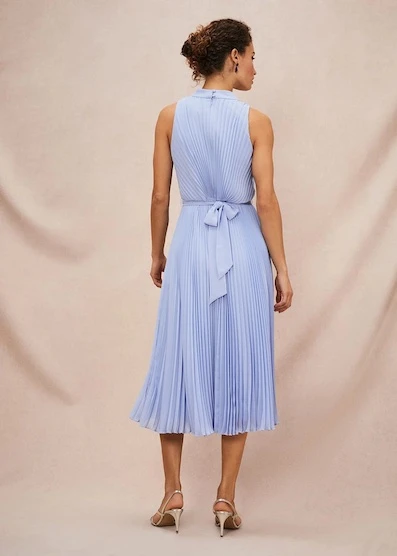 Phase Eight Simara Pleat Dress, Cornflower 2 Phase Eight Simara Pleat Dress, Cornflower - Image 2