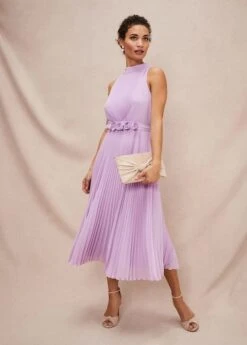 Phase Eight Simara Pleat Dress, Crocus/Lilac