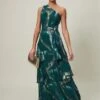 Phase Eight Sonia One Shoulder Silk Maxi Dress, Dark Green/Multi
