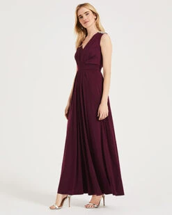 Phase Eight Tomasi Beaded Shoulder Maxi Bridesmaid Dress, Merlot/Red Berry