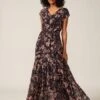 Phase Eight Verena Floral Maxi Dress, Dusty Pink/Navy