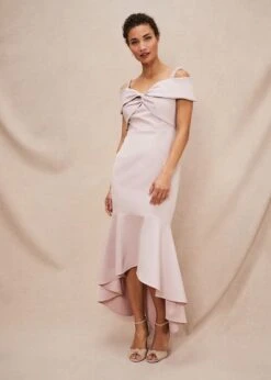 Phase Eight Zaya Off Shoulder Maxi Dress, Antique Rose Blush Pink