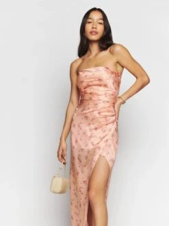 Reformation Barrow Silk Dress, Myrna Print/Pink