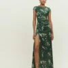 Reformation Birch Silk Maxi Dress, Green/Multi