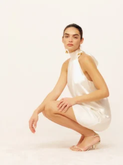 Reformation Corinth Silk Bridal Dress, Ivory