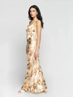 Reformation Esa Silk Dress, Bella/Ivory/Multi