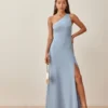 Reformation Evelyn One Shoulder Maxi Dress, Mineral Blue