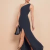 Reformation Evelyn One Shoulder Maxi Dress, Navy