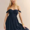 Reformation Jayde Off The Shoulder Dress, Navy Blue