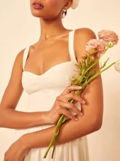 Reformation Petites Hollyhock Bridal Dress, Ivory -EleganceWear Store reformation petites hollyhock bridal dress ivory3