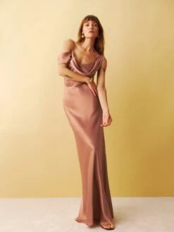Reformation Ronda Silk Maxi Dress, Praline/Blush Pink