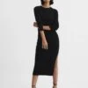 Reiss Charley Ruched Midi Dress, Black
