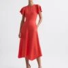 Reiss Eleni Cap Sleeve Maxi Dress, Coral