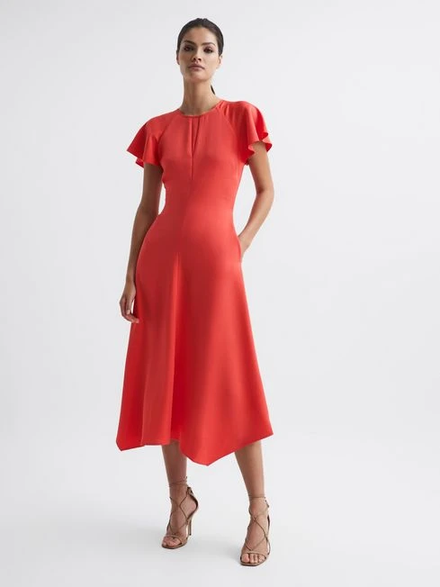 Reiss Eleni Cap Sleeve Maxi Dress, Coral 1 Reiss Eleni Cap Sleeve Maxi Dress, Coral