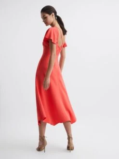 Reiss Eleni Cap Sleeve Maxi Dress, Coral 3 Reiss Eleni Cap Sleeve Maxi Dress, Coral -EleganceWear Store reiss eleni cap sleeve maxi dress coral2