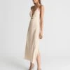 Reiss Ellis Plunge Bodycon Midi Dress, Nude