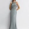 Reiss Fern Fitted Lace Halter Neck Maxi Dress, Silver