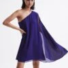 Reiss Fleur Sheer Cape Sleeve Mini Dress, Purple