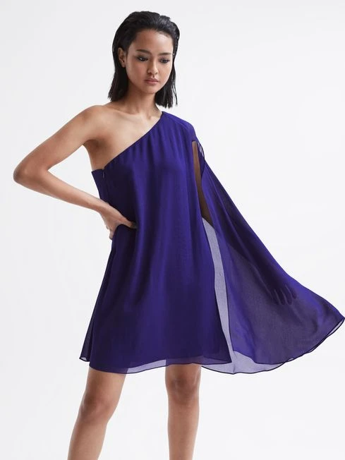 Reiss Fleur Sheer Cape Sleeve Mini Dress, Purple 1 Reiss Fleur Sheer Cape Sleeve Mini Dress, Purple