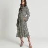 Reiss Micah Floral Printed Midi Dress, Black/Cream