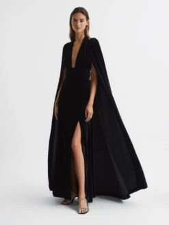Reiss Gracie Velvet Maxi Dress, Black