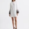 Reiss Halston Kendall Tailored Feather Sleeve Mini Dress, White/Black
