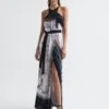 Reiss Hope Halter Jewel Print Maxi Dress, Black/Multi