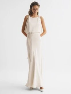Reiss Ida Cowl Neck Bridesmaid Dress, Ivory