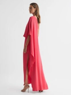 Reiss Jordyn Off-Shoulder Cape Maxi Dress, Coral -EleganceWear Store reiss jordyn off shoulder cape maxi dress coral1