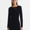 Reiss Katie Cut Out Velvet Mini Dress, Navy Blue
