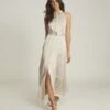 Reiss Keira Open Back Belted Maxi Dress, Champagne