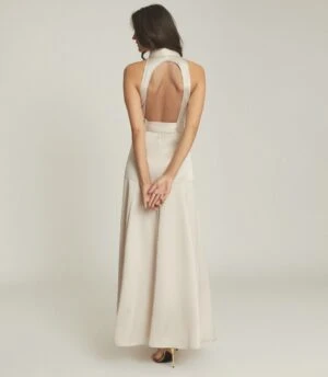 Reiss Keira Open Back Belted Maxi Dress, Champagne 2 Reiss Keira Open Back Belted Maxi Dress, Champagne - Image 2