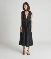 Reiss Laura Silk Blend Midi Dress, Black