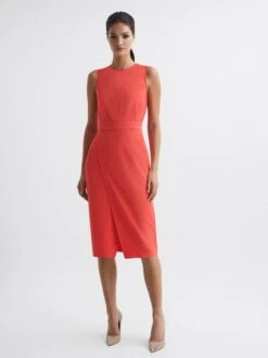 Reiss LAYLA Sleeveless Bodycon Dress, Coral
