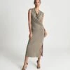 Reiss Leanne Fine Jersey Midi Dress, Camel Brown