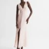 Reiss Lila Bridesmaid Twist Detail Midi Dress, Nude