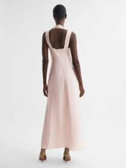 Reiss Lila Bridesmaid Twist Detail Midi Dress, Nude -EleganceWear Store reiss lila bridesmaid twist detail midi dress nude1